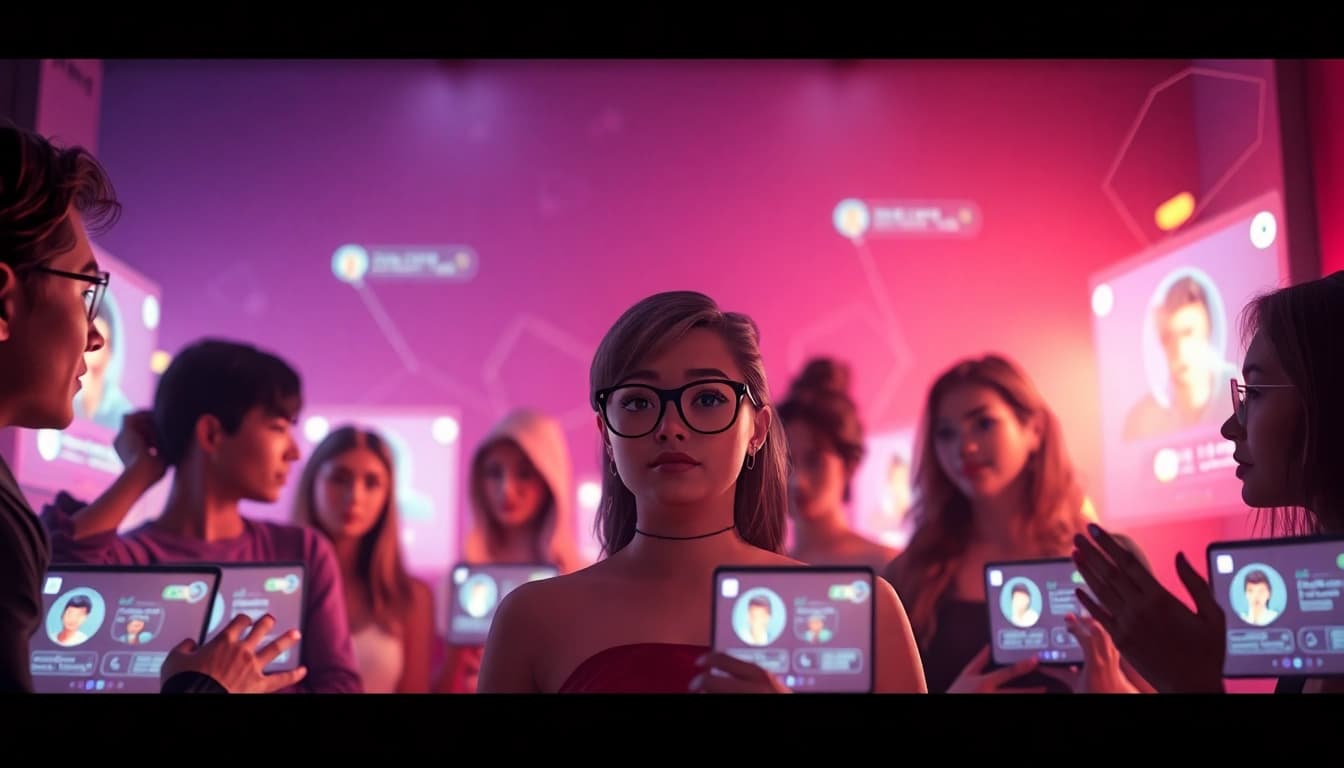 Exciting AI NSFW scene showcasing engaging character avatars and dynamic chat interactions.