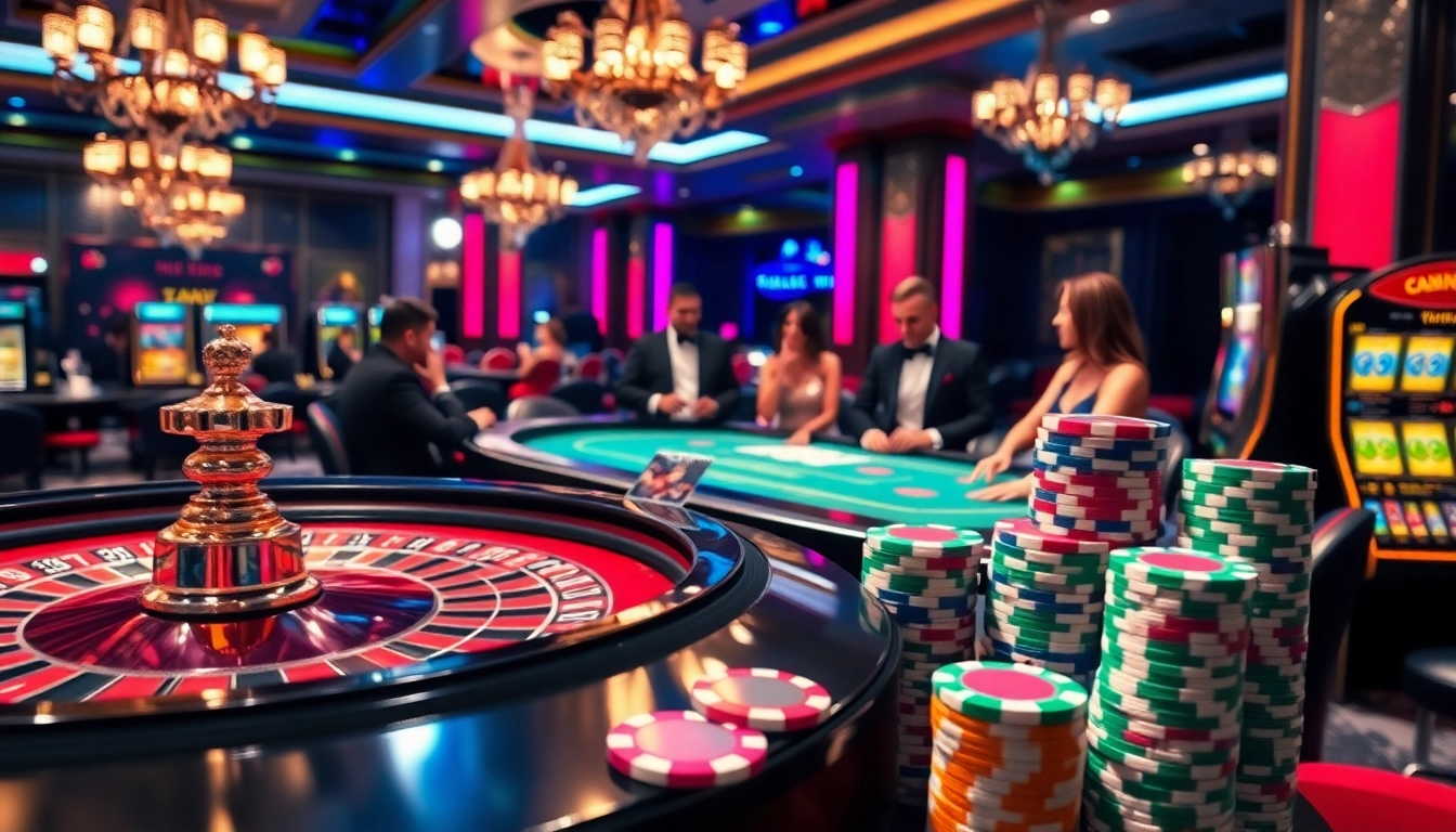 Players enjoying poker at a glamorous casino with the modern 789P interface highlighted.