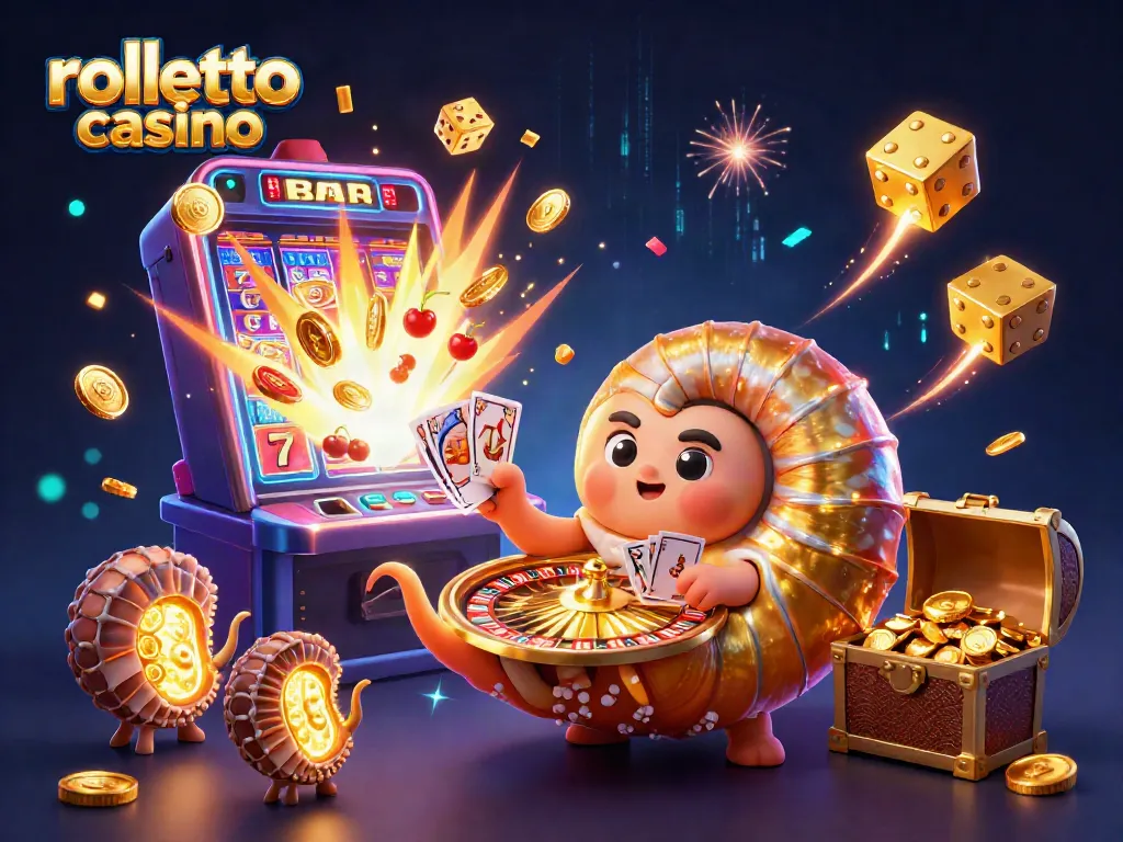 Experience excitement at Rolletto Casino with a vibrant 3D illustration of jackpot games.
