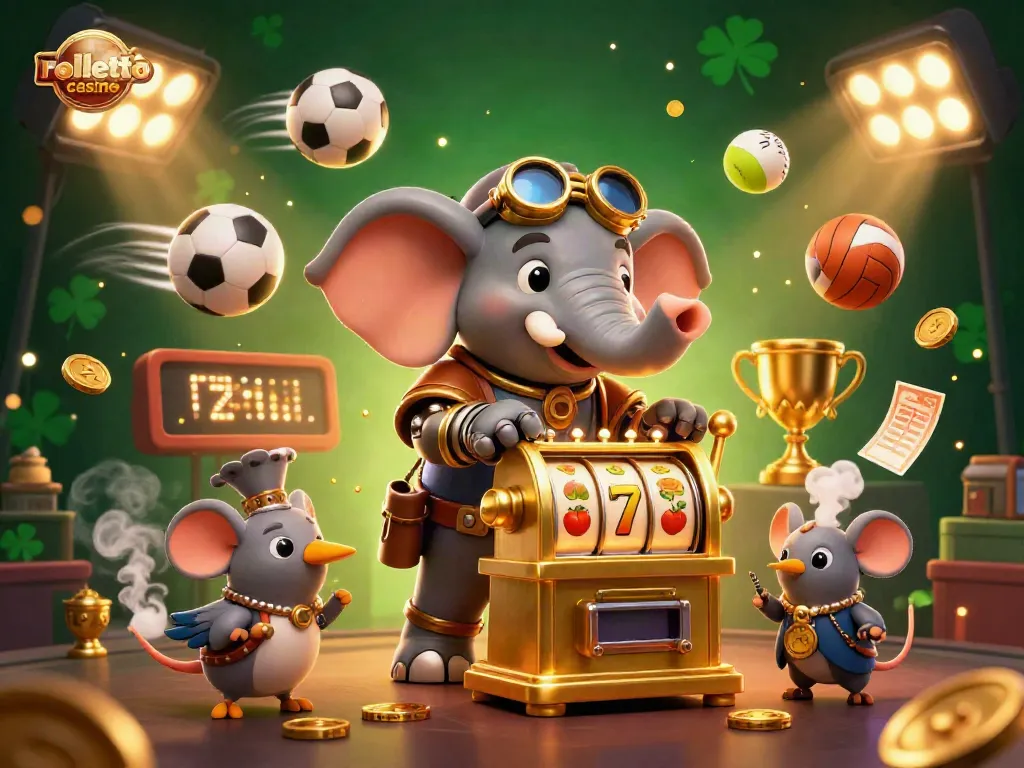 Engage in thrilling gameplay at rolletto casino with dynamic scenes of cartoon characters and sparkling casino elements.
