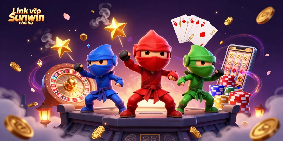 Experience the excitement of gaming with Link vào Sunwin chính thức in this vibrant 3D illustration.