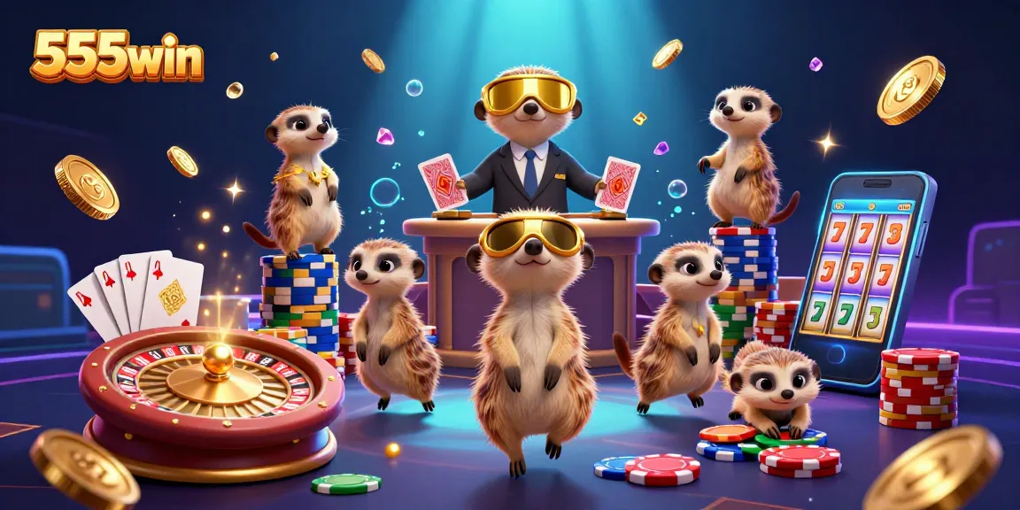 Experience the thrill of 555win at a meerkat-run casino, with vibrant gaming action and treasures!