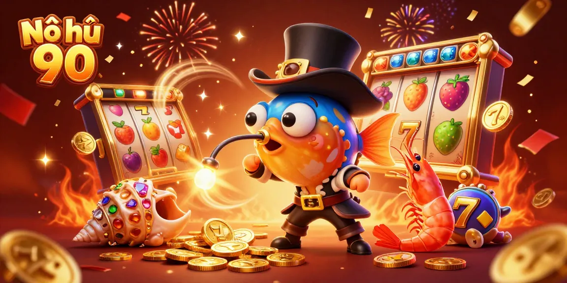 Spin and win with the golden glow of Nổ hũ 90 jackpot, vibrant underwater casino scene.