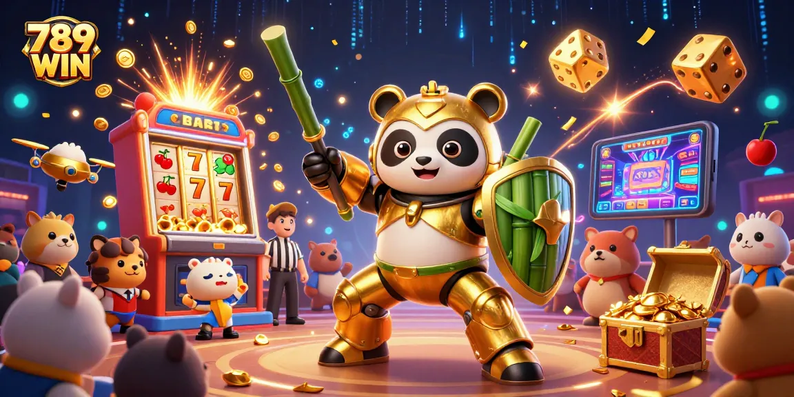 Engage in thrilling games at 789 WIN as the golden panda battles under a jackpot explosion.